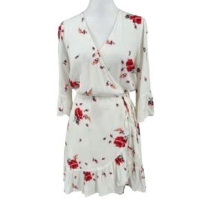 Gap Floral Ruffle 3/4 Sleeve Wrap Dress Sz S